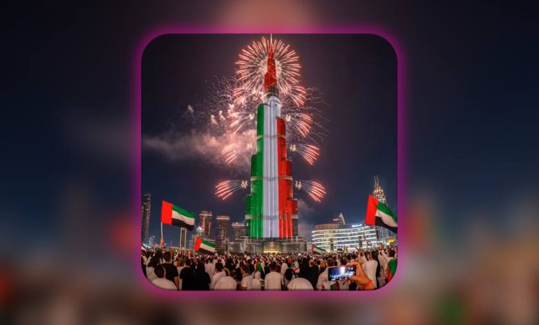 UAE National Day fireworks at Burj Khalifa